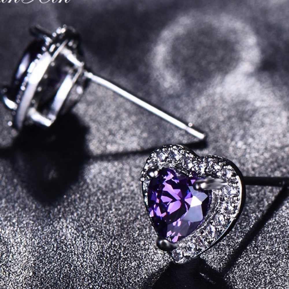 New black/purple,black/pink stud earrings - Picture 4 of 12